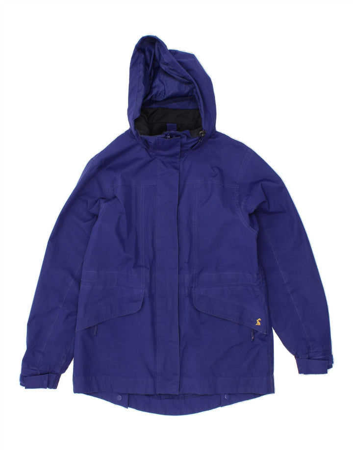 JOULES Womens Hooded Rain Jacket UK 10 Small Navy Blue Polyester Vintage Joules and Second-Hand Joules from Messina Hembry 