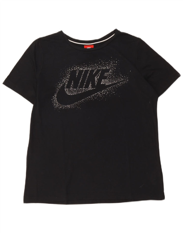 Nike Womens Graphic T-Shirt Top UK 14 Mittelschwarzes Polyester