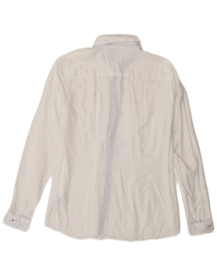 Tommy Hilfiger Damen-Hemd, tailliert, US 8, mittelweiße Baumwolle