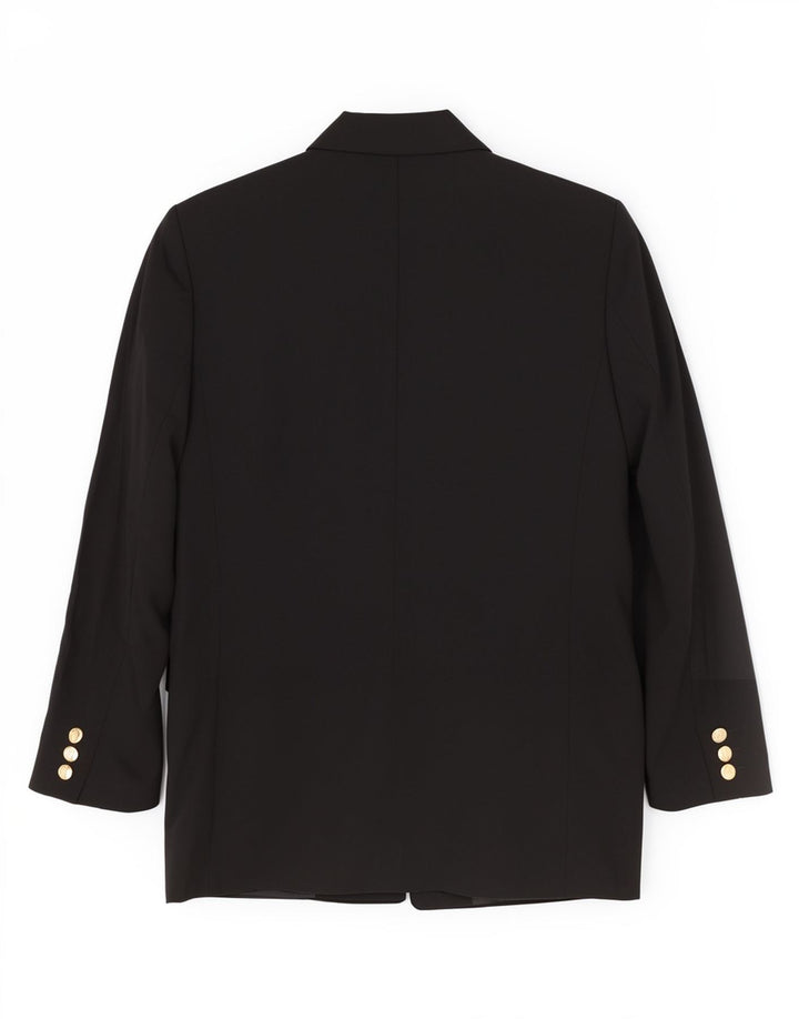 Marks & Spencer Damen Zweireiher-Blazerjacke, Größe 14, schwarze Schurwolle