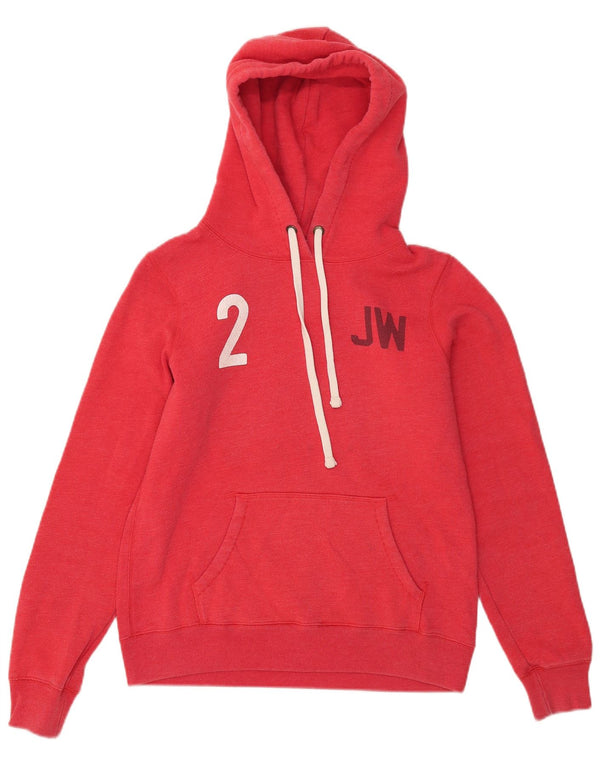 Jack Wills Damen-Kapuzenpullover mit Grafik, UK 12, mittelrote Baumwolle