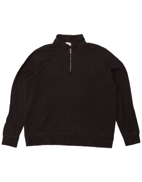 Marks & Spencer Herren-Sweatshirt mit Reißverschluss am Hals, 3XL, schwarze Baumwolle