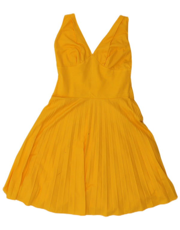 Vintage Damen Ärmelloses A-Linien-Kleid IT 46 Large Gelb