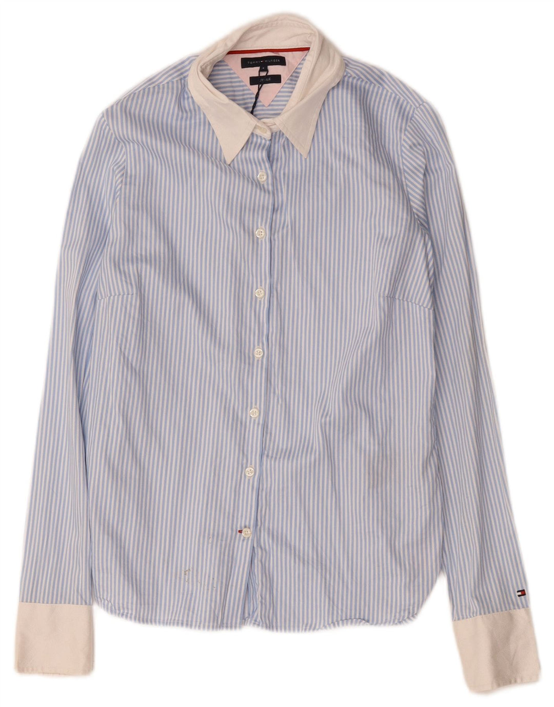 Tommy Hilfiger Damenhemd US 6 Mittelblaue Nadelstreifen-Baumwolle
