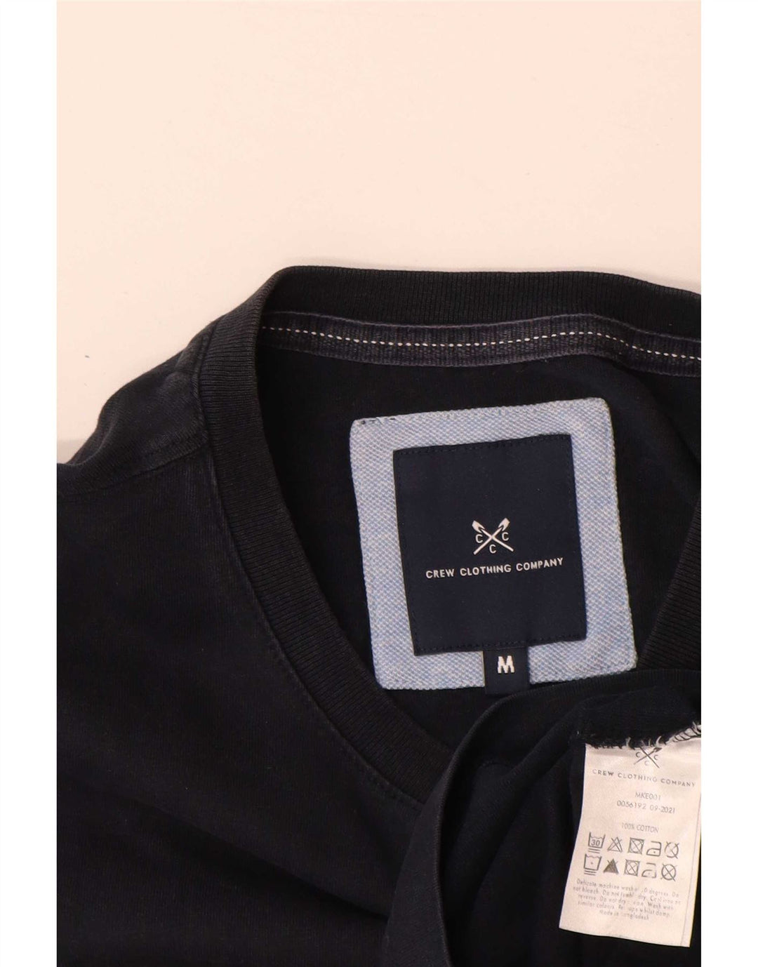 Crew Clothing Herren-T-Shirt-Oberteil, mittelschwarz, Baumwolle, klassisch