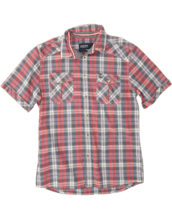 ARIZONA Mens Short Sleeve Shirt Large Pink Check Cotton Vintage Arizona and Second-Hand Arizona from Messina Hembry 