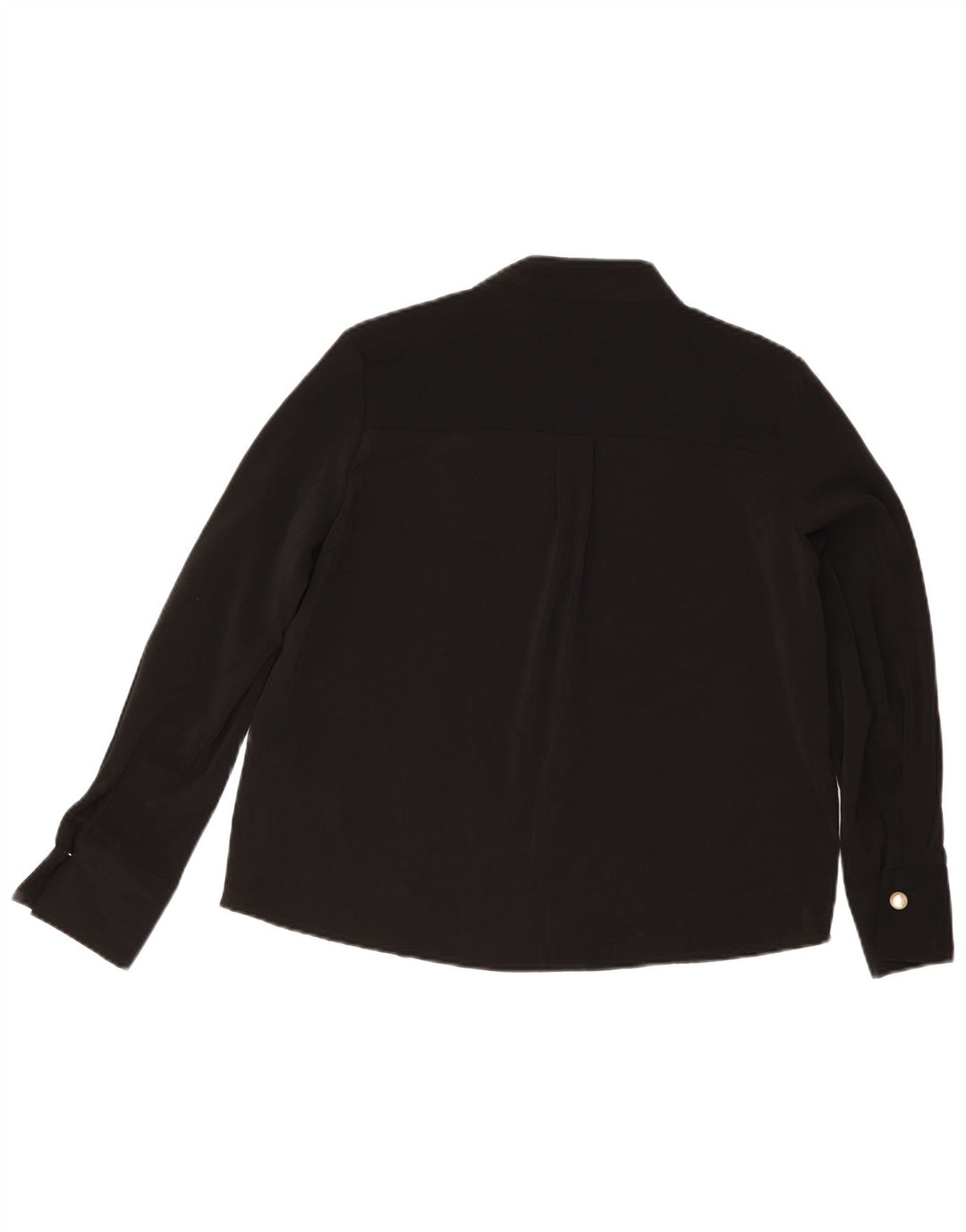 Zara Damen Langarm-Blusenoberteil UK 14 Mittelschwarzes Polyester