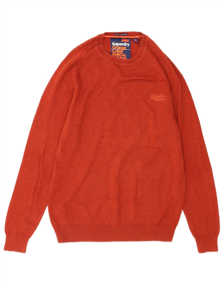 Superdry Herren-Pullover mit Rundhalsausschnitt, mittelorangefarbene Baumwolle