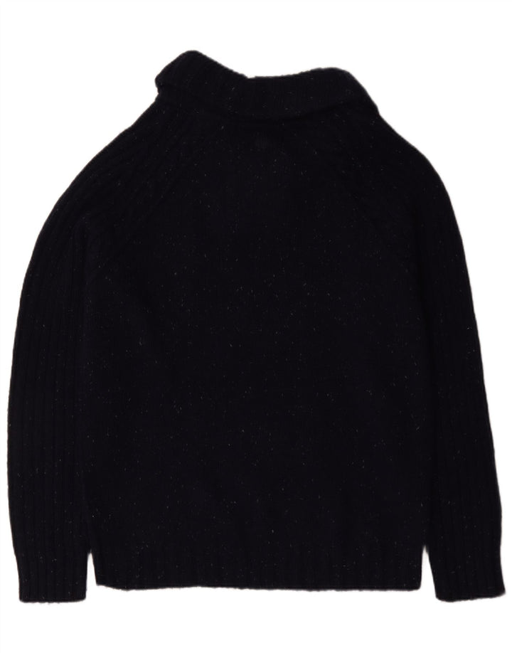 Fat Face Herren-Pullover mit Schalkragen, groß, marineblau gesprenkelte Wolle