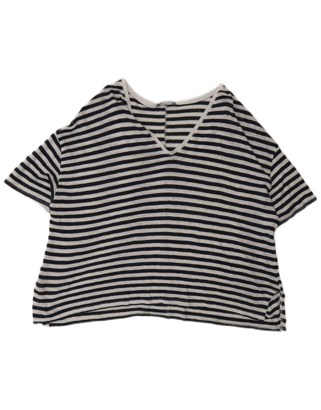 Übergroßes T-Shirt-Oberteil von Zara für Damen, Gr. 14, Mittelschwarz, Nadelstreifen