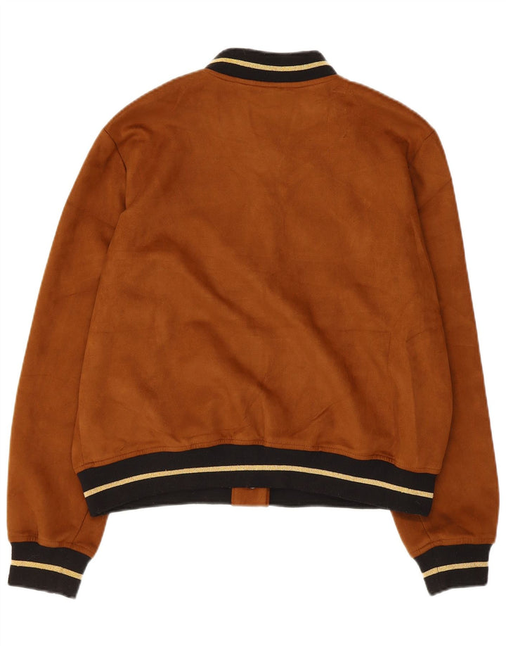 Zara Damen Bomberjacke UK 14 Mittelbraunes Polyester