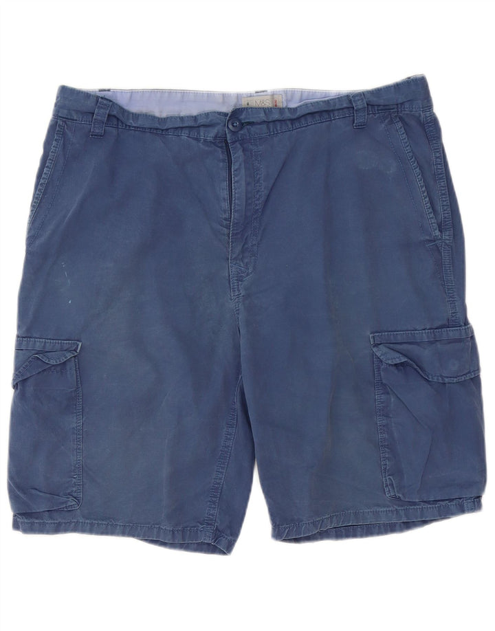 Marks & Spencer Herren Regular Cargo Shorts W36 Large Blau Baumwolle
