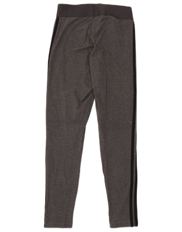 ADIDAS Damen Leggings UK 8/10 Small Graue Baumwolle