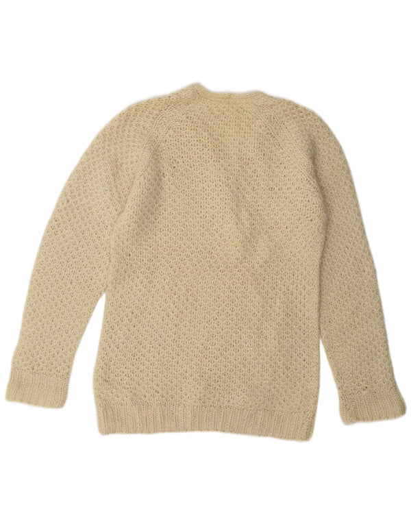 Vintage Damen V-Ausschnitt Pullover Pullover UK 16 Large Beige