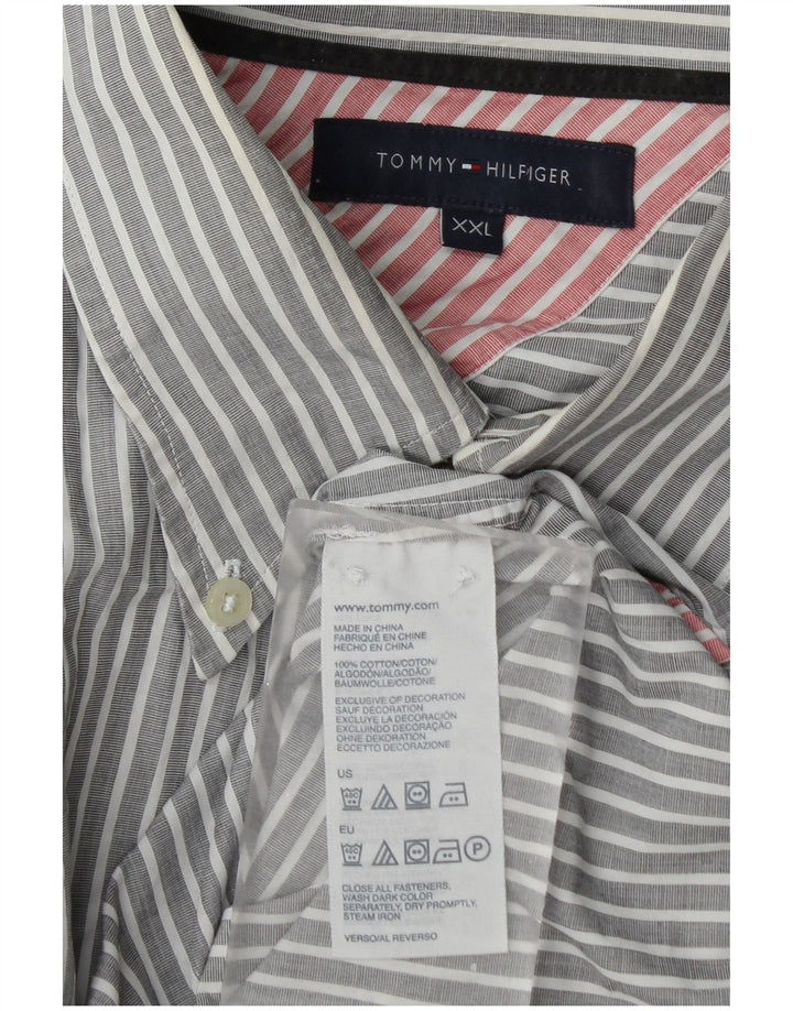 Tommy Hilfiger Herrenhemd 2XL grau gestreift aus Baumwolle