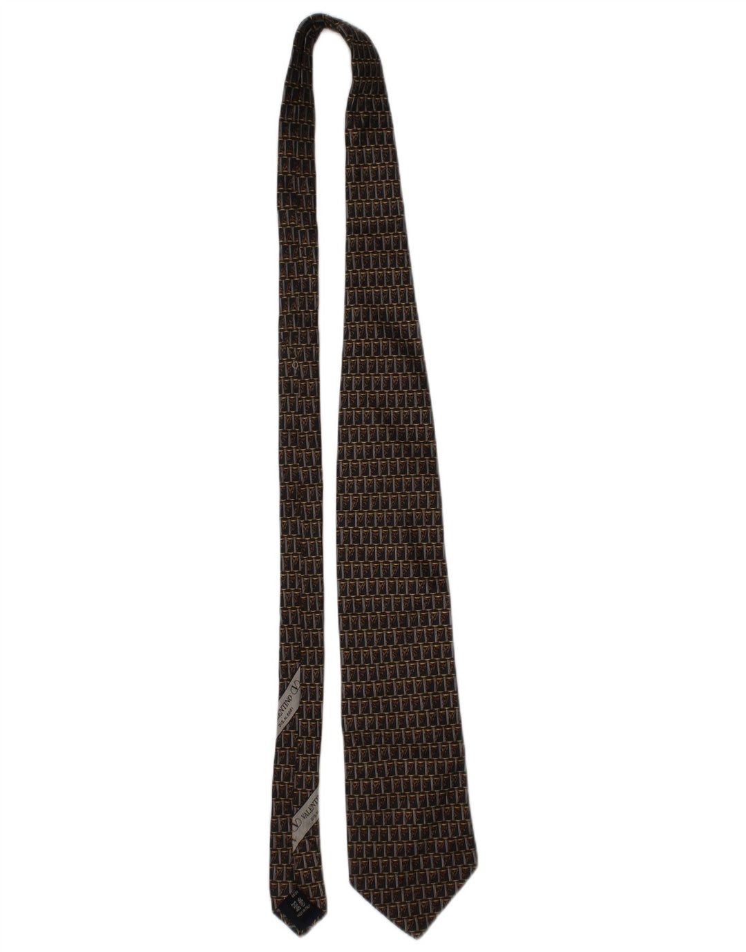 Valentino Herren Cravatte-Krawatte, Einheitsgröße, braun, geometrisch, Seide, Designer