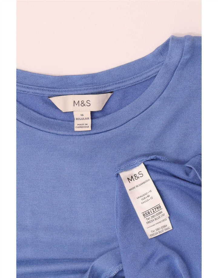 Marks & Spencer Damen Top Langarm UK 16 Large Blaue Viskose