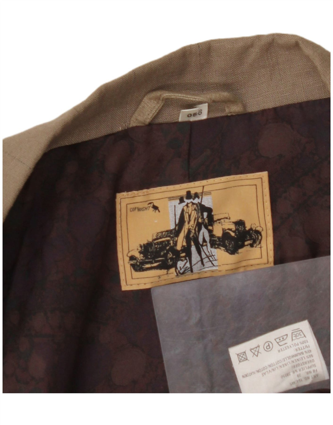 VINTAGE Herren Zweireihiger Blazer Jacke EU 56 3XL Braunes Leinen