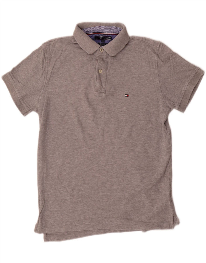TOMMY HILFIGER Herren-Poloshirt mit normaler Passform, mittelgraue Baumwolle