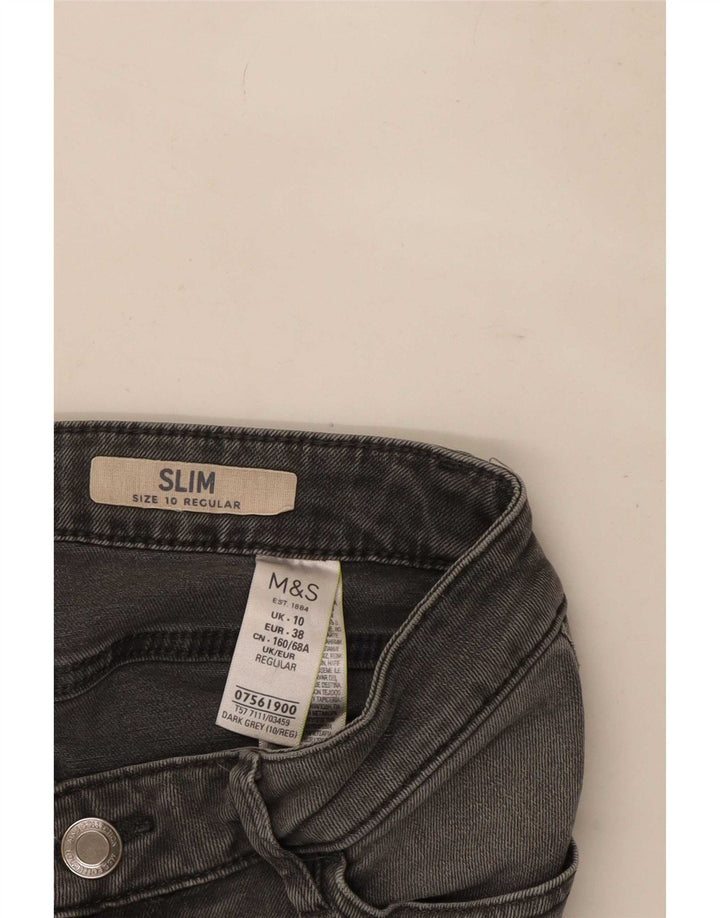 Marks & Spencer Damen Slim Jeans UK 10 Small W27 L29 Graue Baumwolle