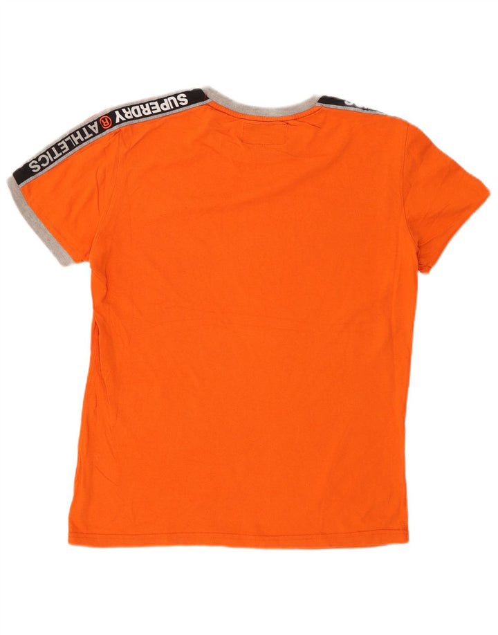 SUPERDRY Herren Grafik-T-Shirt-Oberteil aus mittelorangefarbener Colourblock-Baumwolle