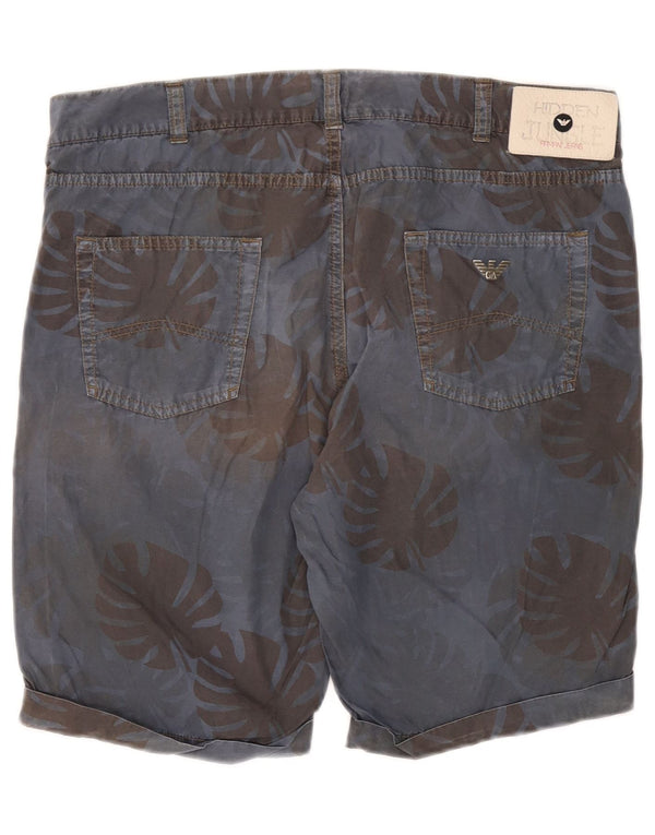 Armani Mens Casual Shorts EU 50 Large W36 Navy Blue Floral Cotton