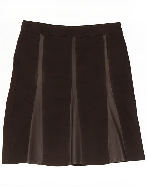 Max&Co. Damen A-Linienrock UK 8 Small W28 Braun gestreifte Baumwolle