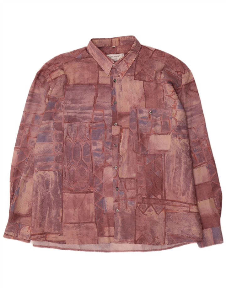 Jean Chatel Herrenhemd Größe 45/46 XL Burgunderrot Patchwork