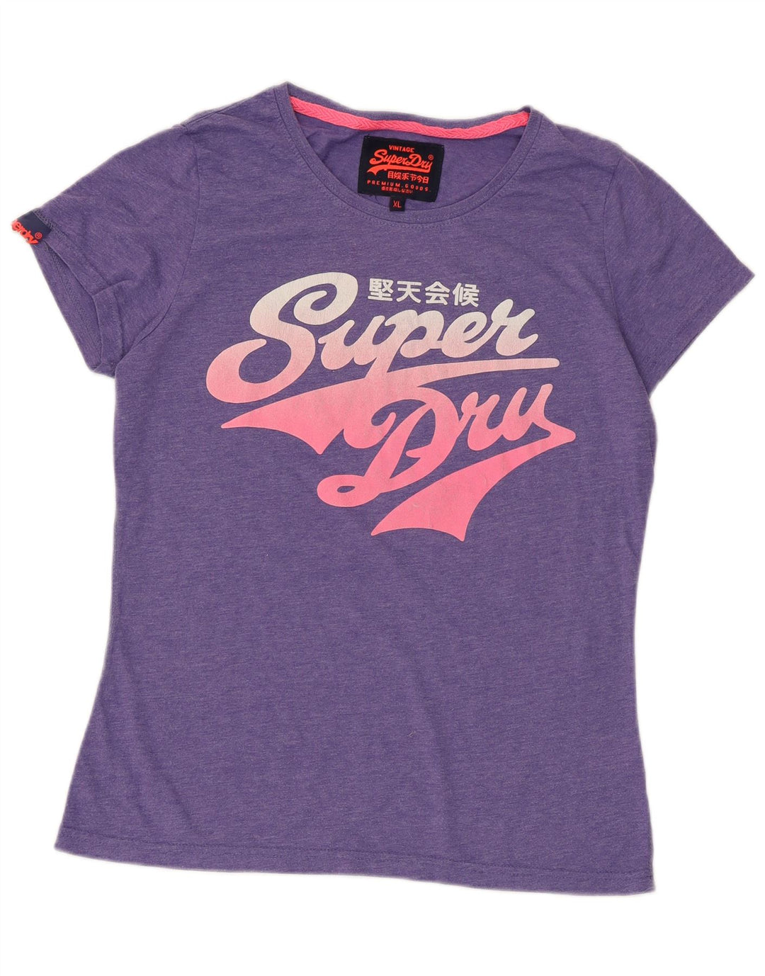 SUPERDRY Damen Grafik-T-Shirt-Oberteil UK 18 XL Lila Baumwolle