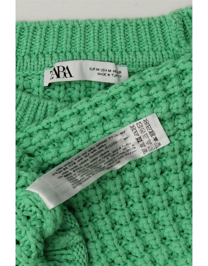 Zara Damen Crop-Oversize-Pullover mit Rundhalsausschnitt, Gr. 14, Mittelgrün