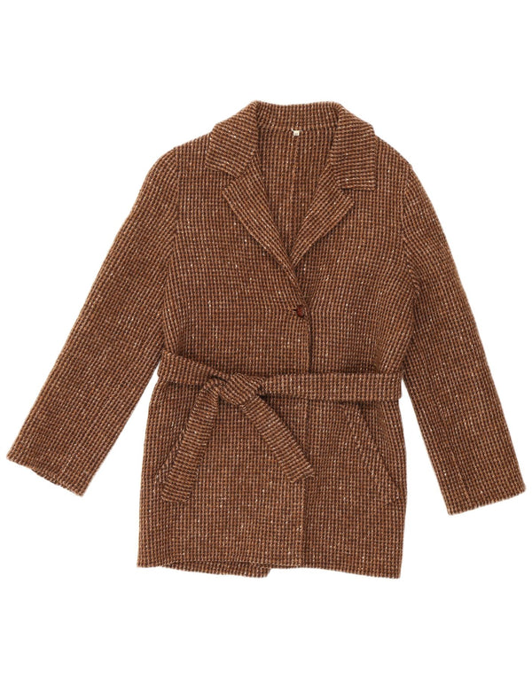 Vintage Damen 1-Knopf-Blazerjacke IT 44 Mittelbraun meliert