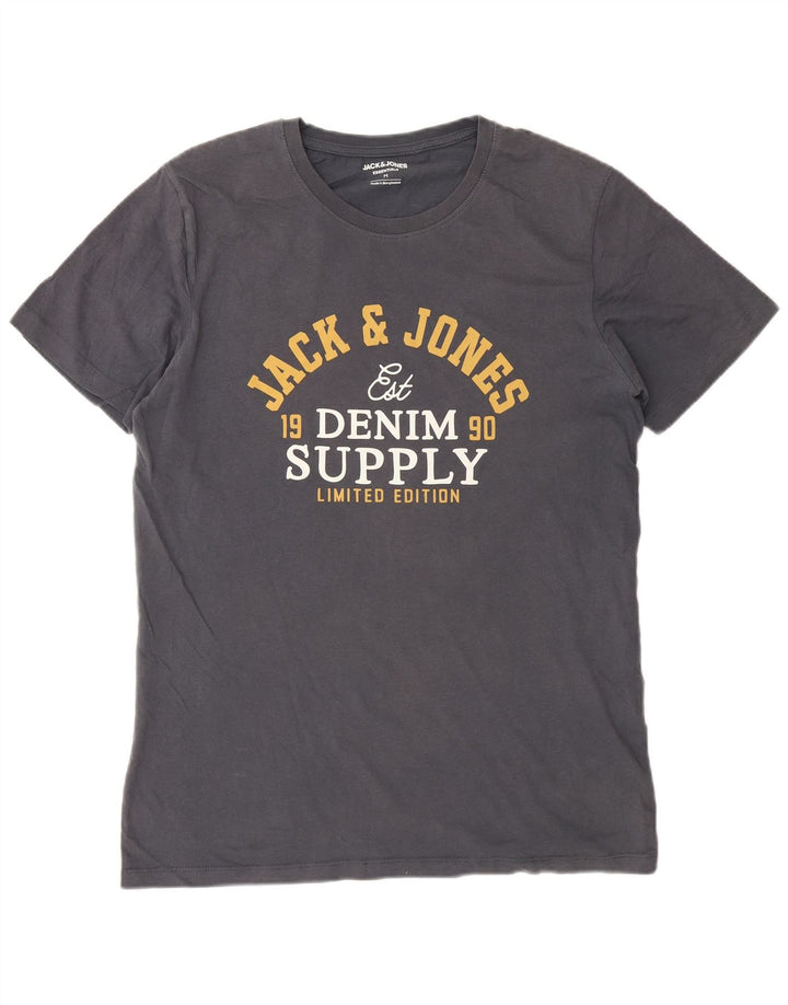 Jack & Jones Herren-T-Shirt mit Grafik, mittelgraue Baumwolle