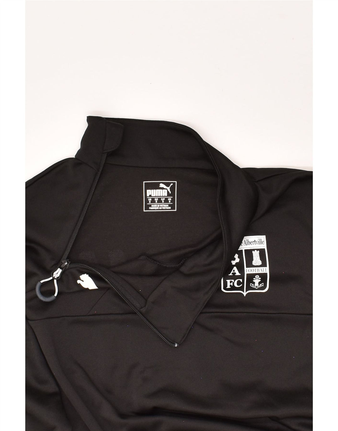 PUMA Mens Graphic Pullover Tracksuit Top Small Black Polyester | Vintage Puma | Thrift | Second-Hand Puma | Used Clothing | Messina Hembry 