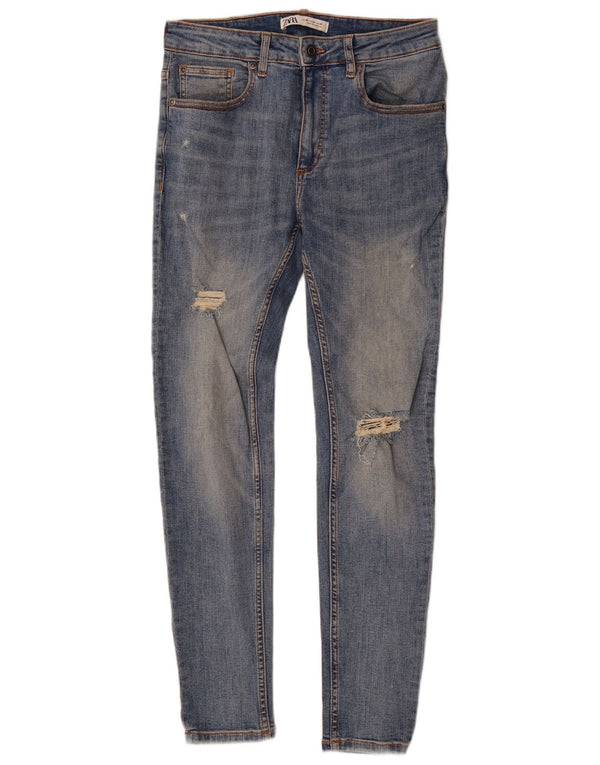Zara Herren Distressed Skinny Jeans EU 40 Medium W31 L29 Blaue Baumwolle