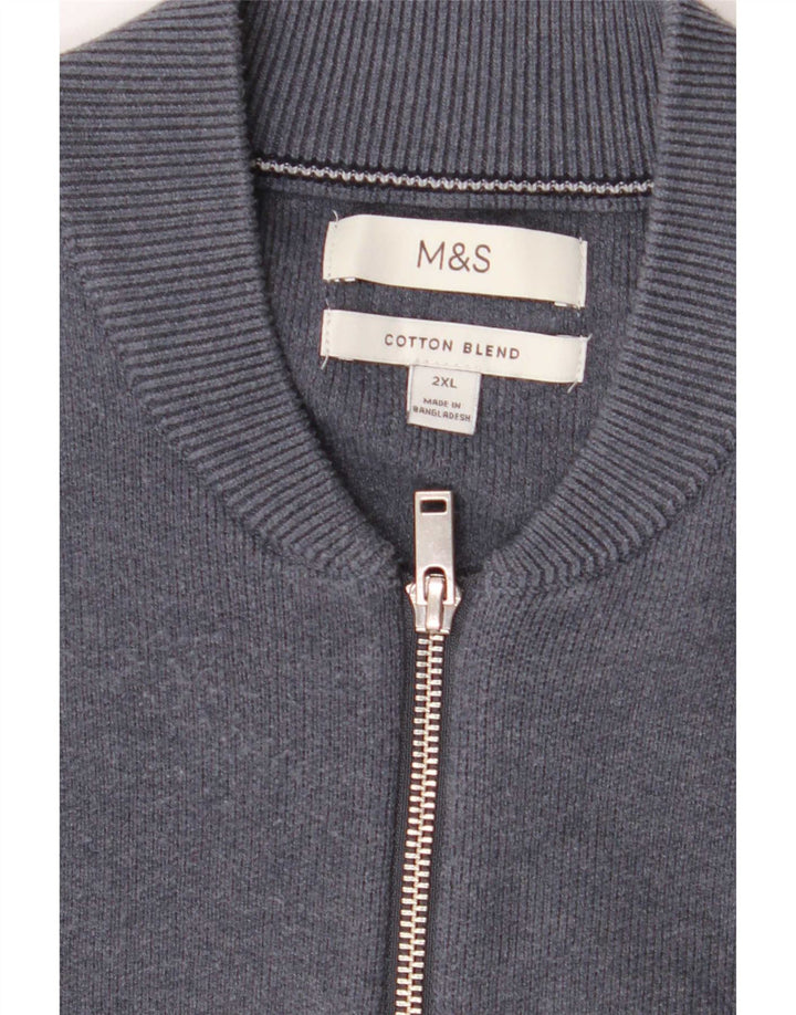 Marks & Spencer Herren-Cardigan, 2XL, blau gestreift, Polyester