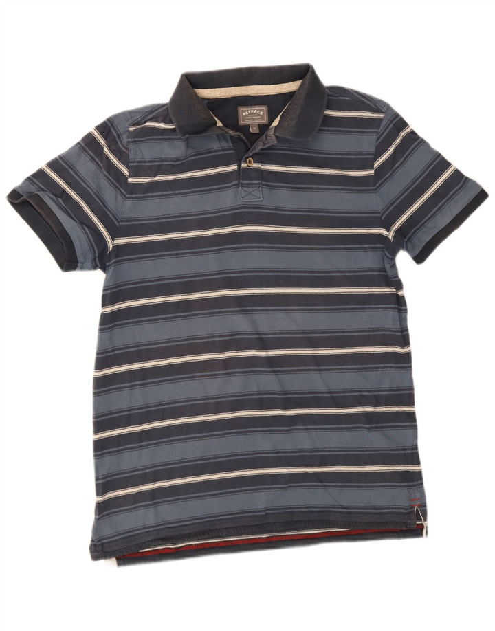 Fat Face Herren-Poloshirt aus mittelblauer, gestreifter Baumwolle