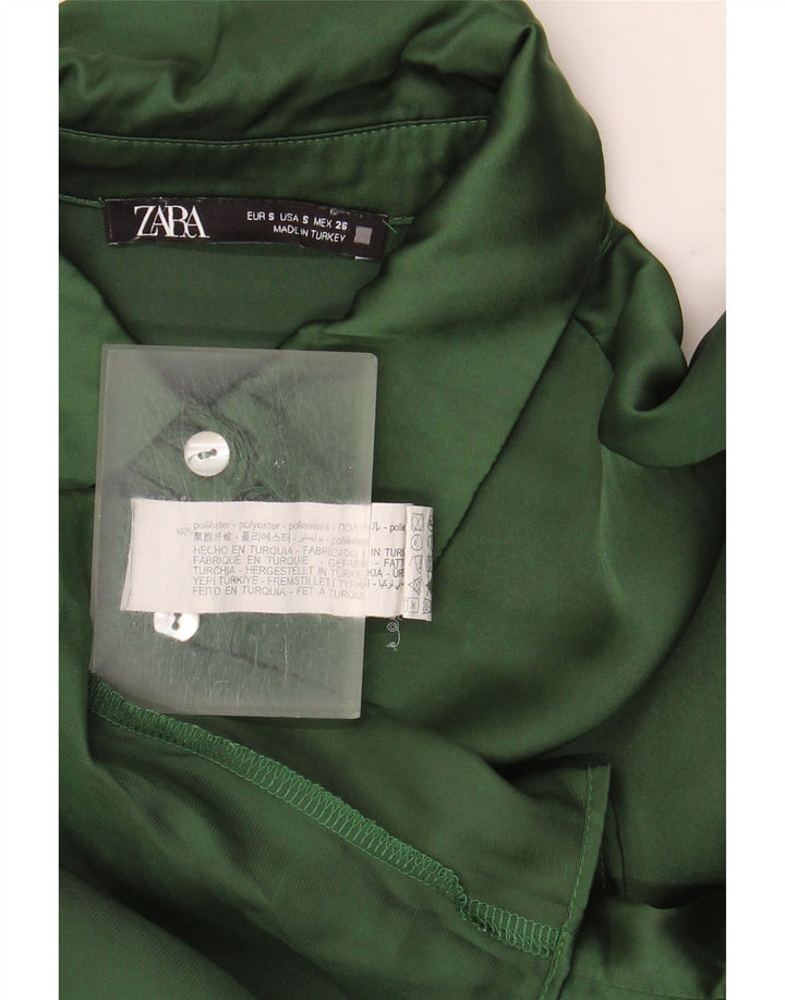 Zara Damen-Oversize-Hemd UK 10 Small Grün Polyester