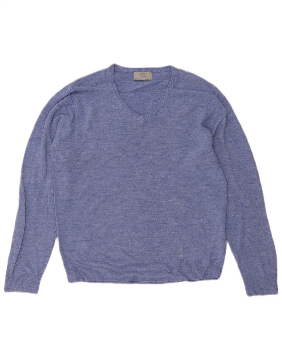 Marks & Spencer Herren-Pullover mit V-Ausschnitt, reguläre Passform, mittelblaues Acryl