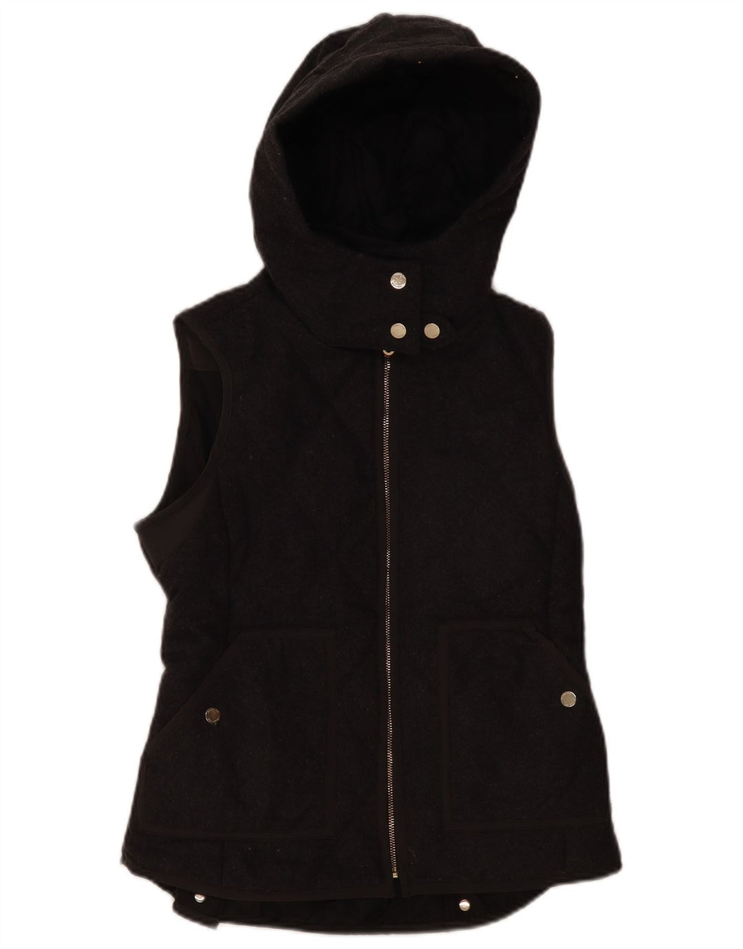Massimo Dutti Damen-Steppweste mit Kapuze, UK 12, Mittelgrau, Polyester