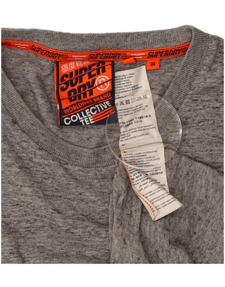 Superdry Herren T-Shirt-Oberteil aus mittelgrau gefleckter Baumwolle