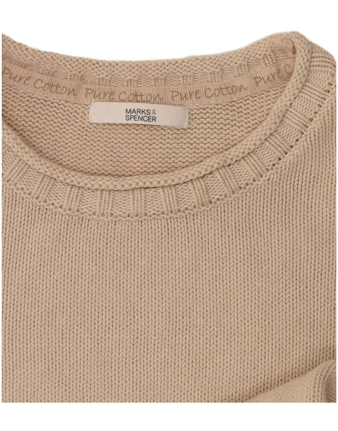 Marks & Spencer Damen-Pullover mit Rundhalsausschnitt, Gr. 10, Größe S, Beige