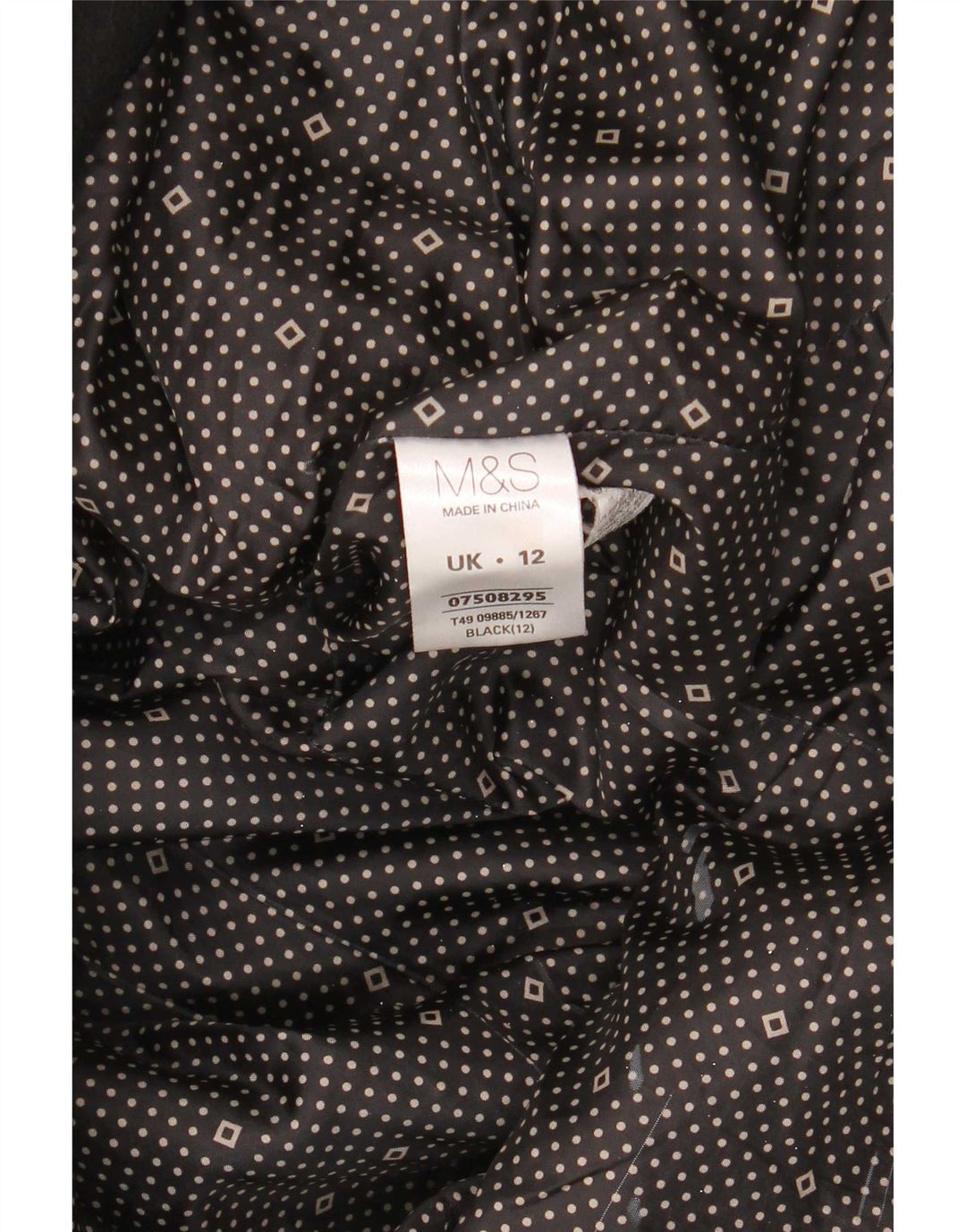 Marks & Spencer Zweireihiger Damenmantel UK 12 Mittelschwarzes Polyester