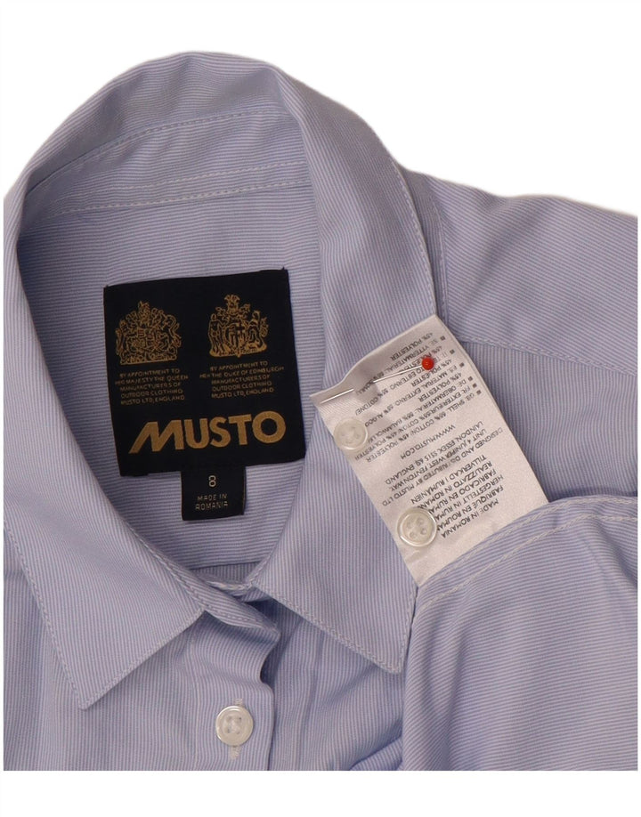 Musto Damenhemd UK 8 Small Blaue Nadelstreifen-Baumwolle