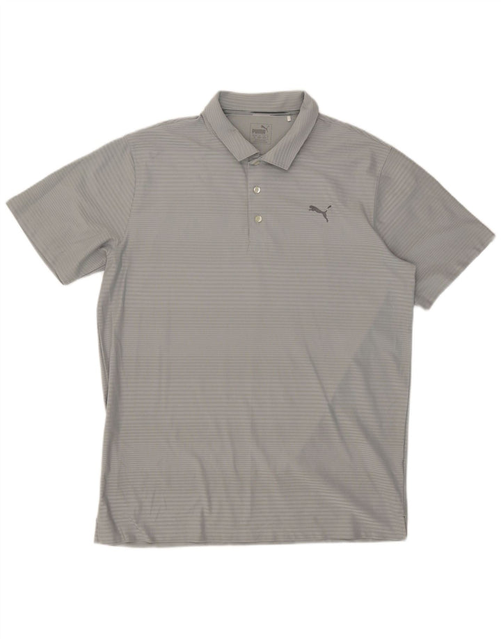 Puma Herren Poloshirt XL Grau Nadelstreifen Polyester