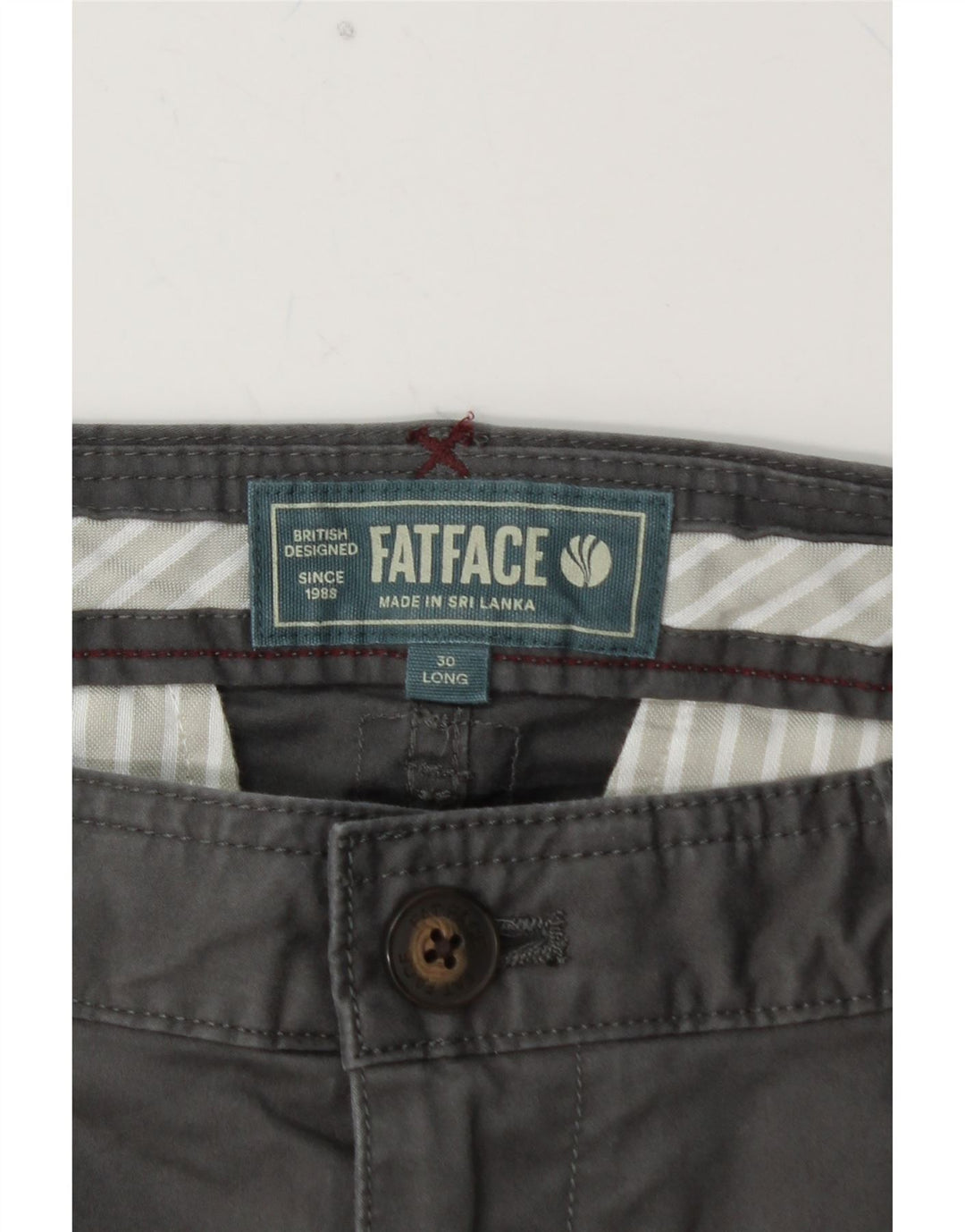 FAT FACE Slim Chino-Hose für Herren, W30, L32, graue Baumwolle