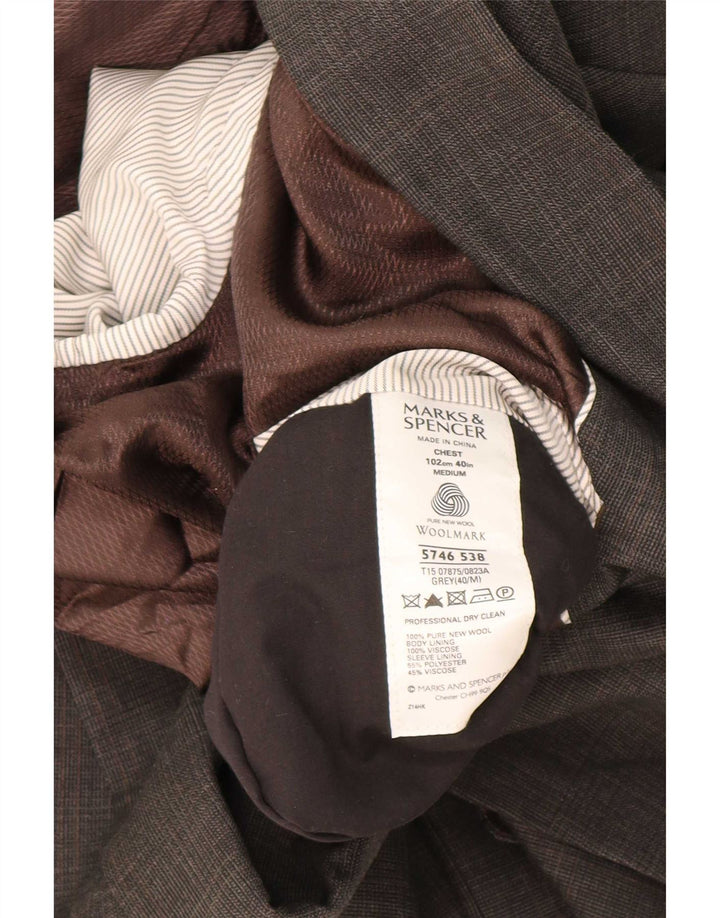 Marks & Spencer Herren-Blazer mit 2 Knöpfen, UK 40, mittelgraue Schurwolle