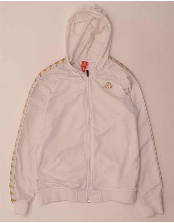 Kappa Herren-Kapuzenpullover mit grafischem Reißverschluss, groß, aus weißem Polyester