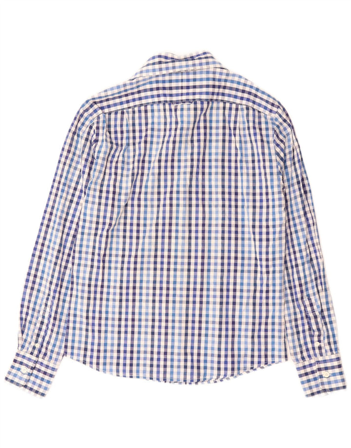 Boggi Herren-Milano-Hemd, kleine blaue Gingham-Baumwolle
