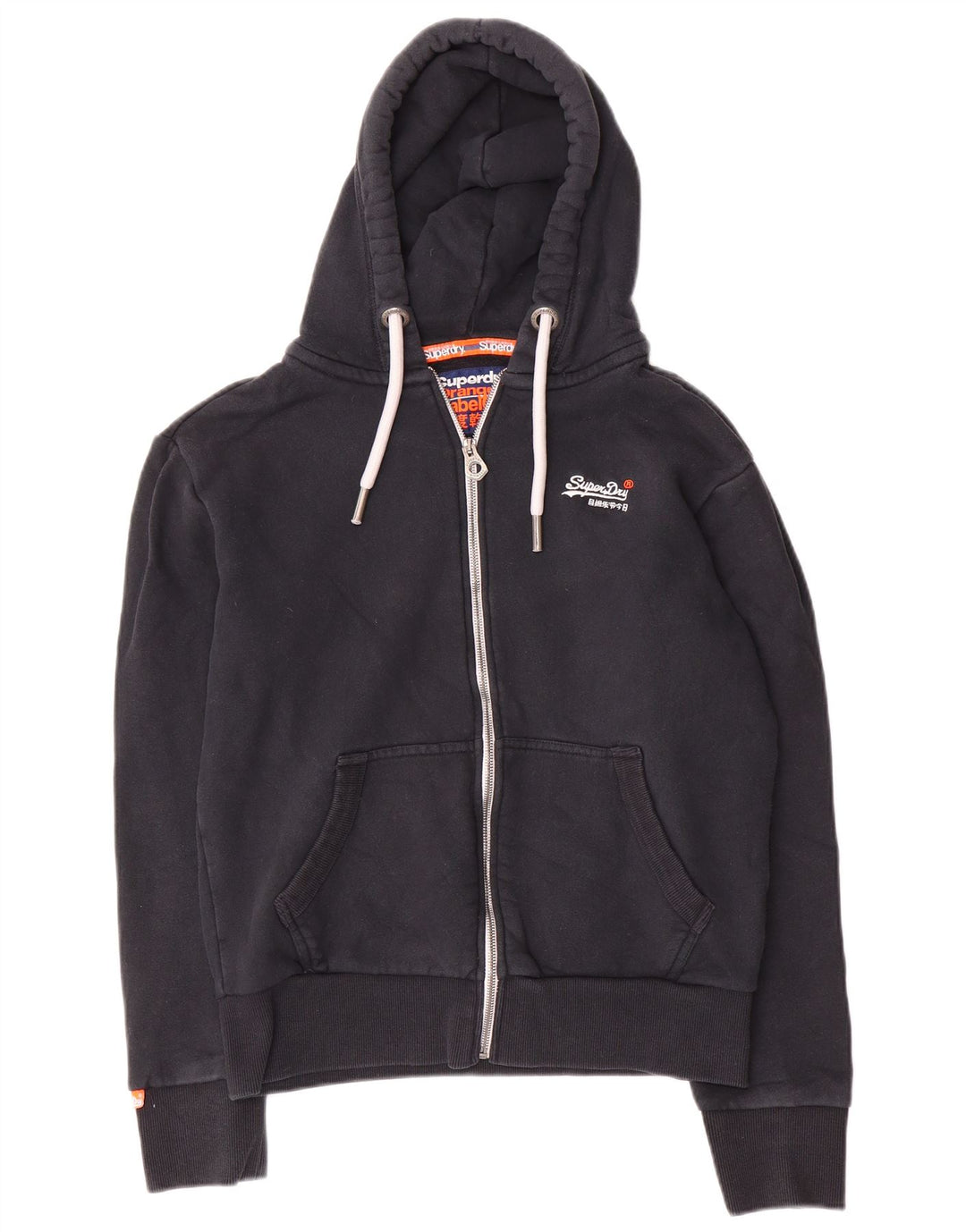 Superdry Herren-Kapuzenpullover mit Reißverschluss, mittelmarineblaue Baumwolle