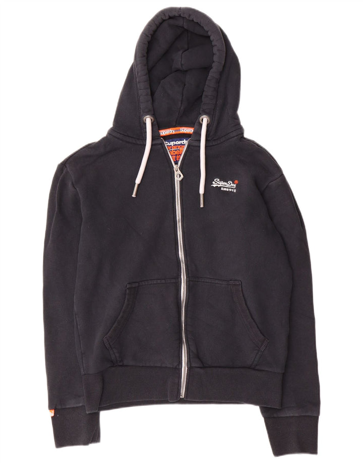 Superdry Herren-Kapuzenpullover mit Reißverschluss, mittelmarineblaue Baumwolle